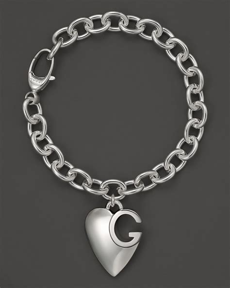 gucci sterling silver heart pendant bracelet